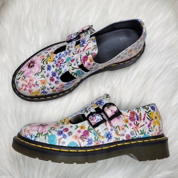 Doc Martens 8065 Wanderlust Floral Mary Jane Shoes in Bone/Mallow Pink Sz 7 RARE - Picture 3 of 13